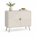 Příborník se 2 dvířky, 120 × 40 × 85 cm, MDF, krémový/zlatý